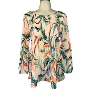 Spense Pleaters Women's Size XL Pink Floral Blouse Top 3/4 Bell Sleeve